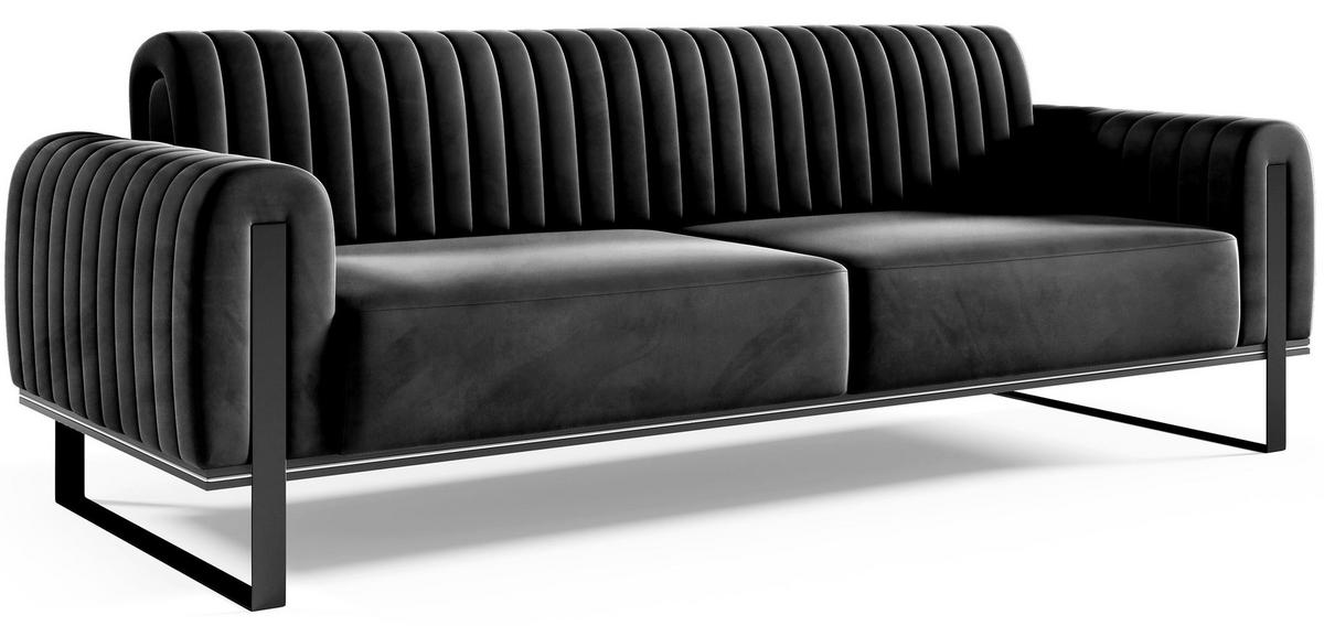 SOFA Parissa 228 cm - Schwarz, Textil/Metall (228/79/92cm) - Selsey