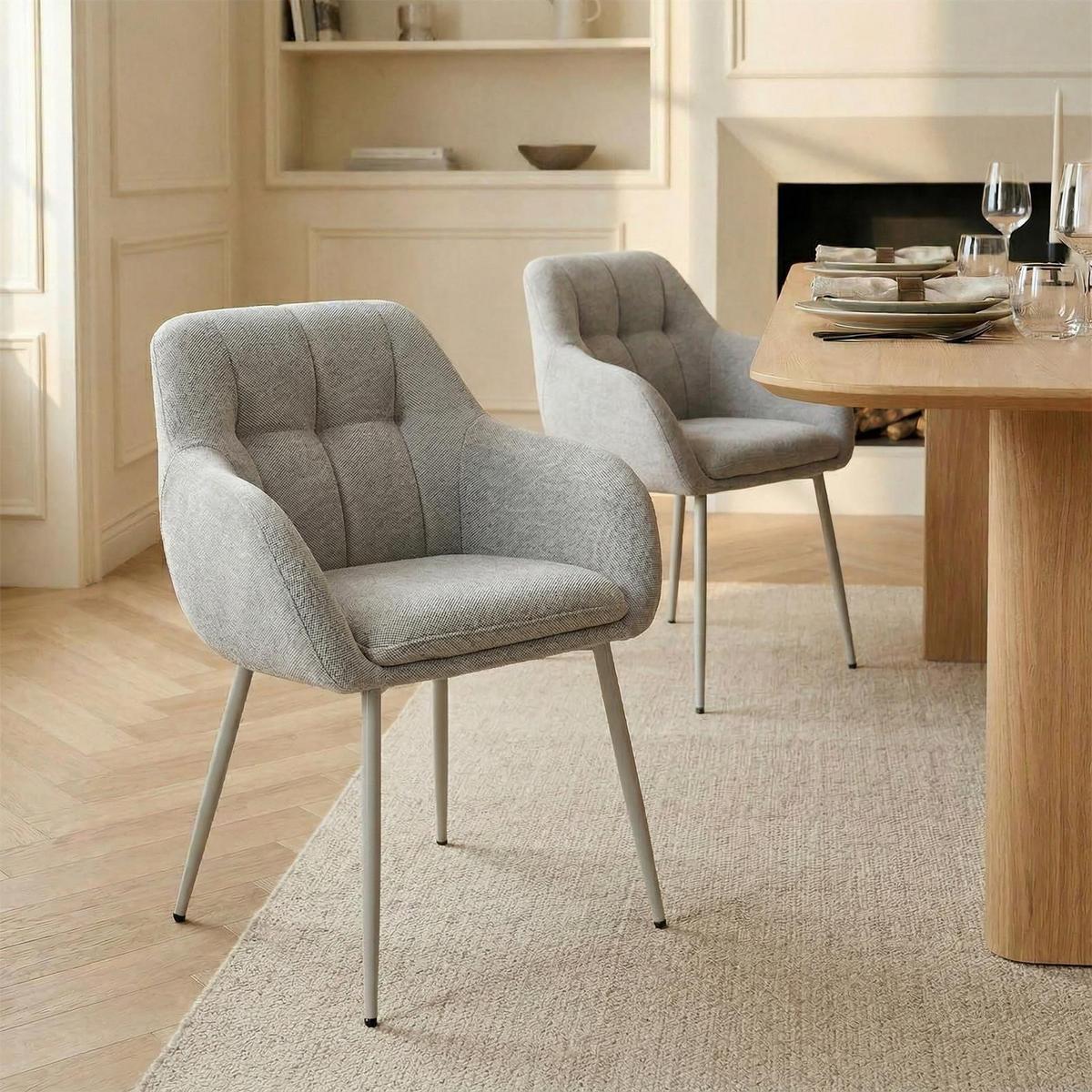 ESSZIMMERSTÜHLE SOMA 2er-Set hellgrau - Hellgrau, Textil (64/83/68cm) - IDIMEX
