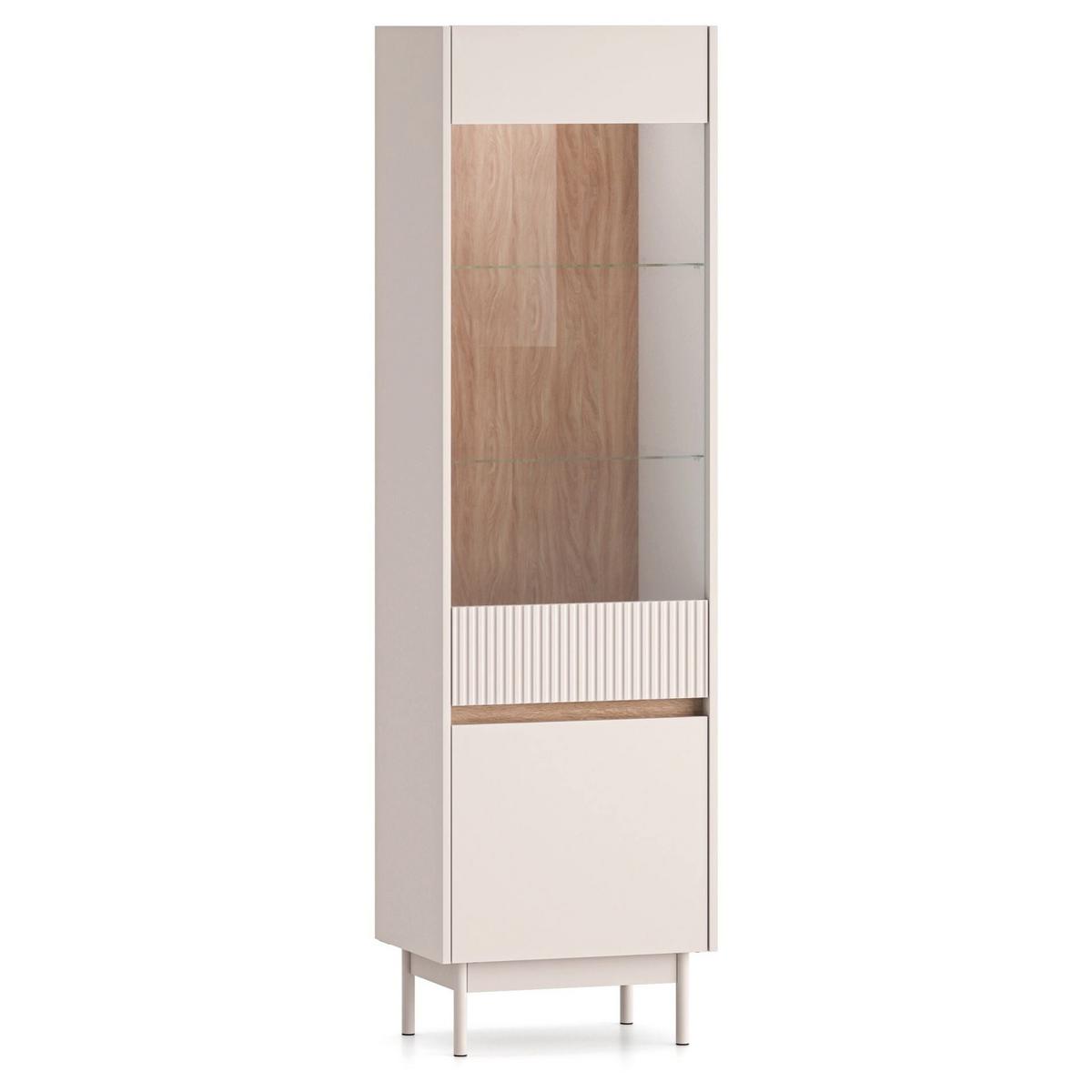 VITRINE Dunea 2-türig Kaschmirgrau/Eichenoptik 55 cm - Taupe, Holzwerkstoff/Metall (55/193/40cm) - Selsey