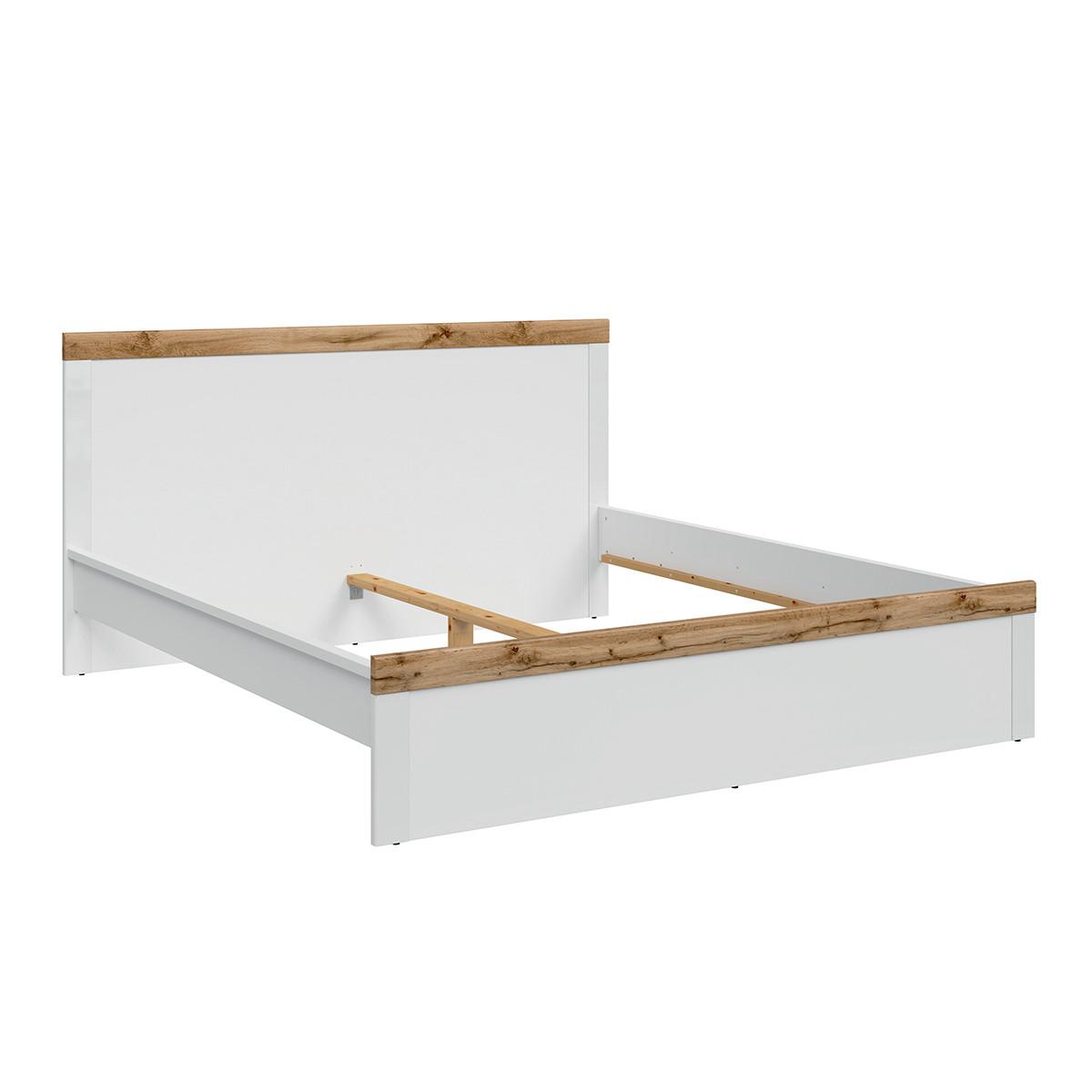 BETT 180/200 Hella Weiß und Holz - Weiß, Holzwerkstoff (180/200cm) - Petits-meubles