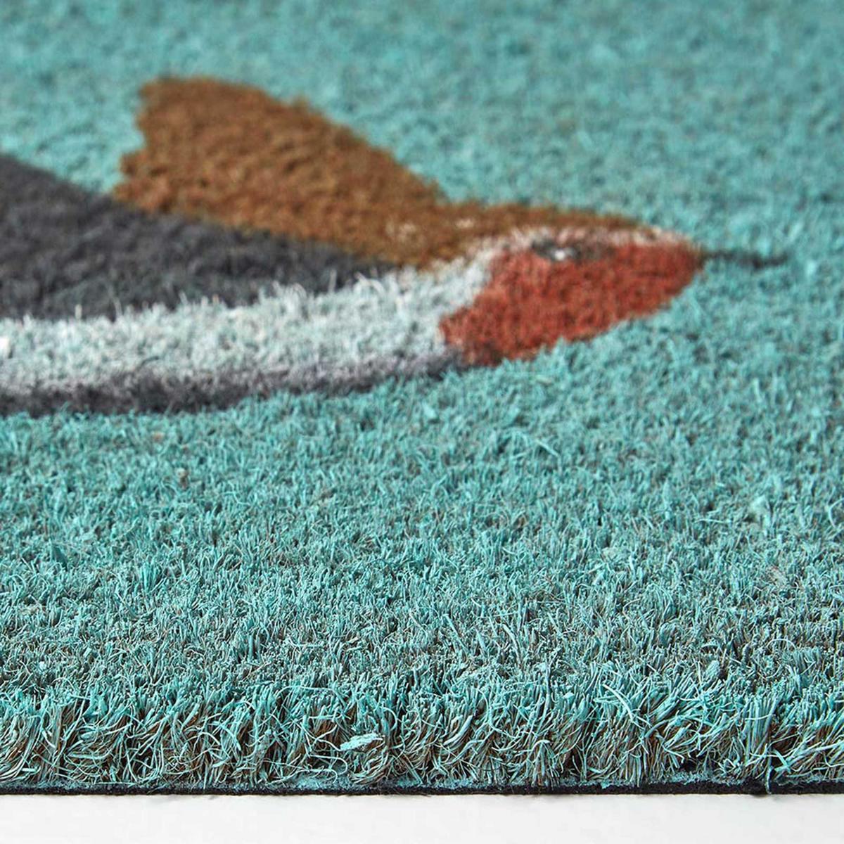 KOKOSMATTE Rotkehlchen Blaugrau 40/60 cm - Blaugrau, Textil (40/60cm) - Homescapes