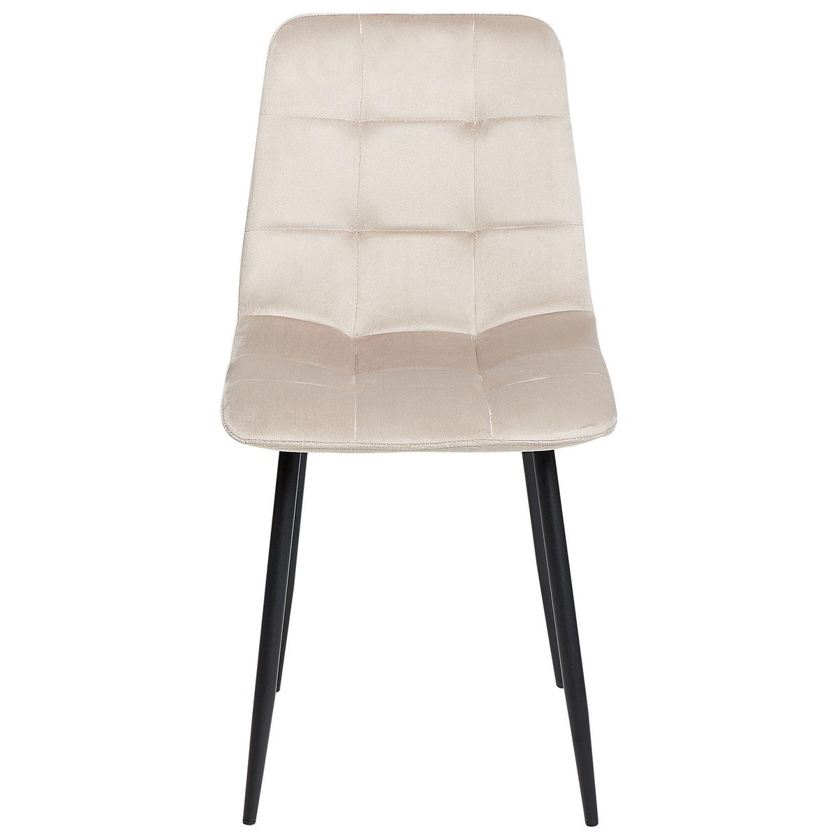 ESSZIMMERSTUHL 4er-Set Samtstoff Taupe Powell - Beige/Schwarz, Textil (40/88/62cm) - Beliani