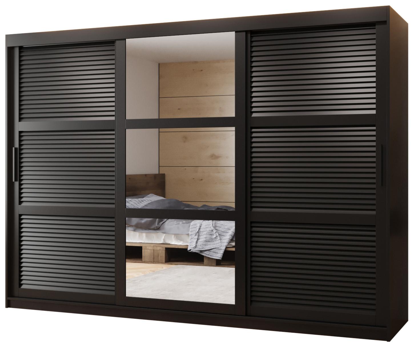 SCHWEBETÜRENSCHRANK 200/250/62 3-türig - Schwarz, Holz/Kunststoff (250/200/62cm) - MÖBEL KRYSPOL