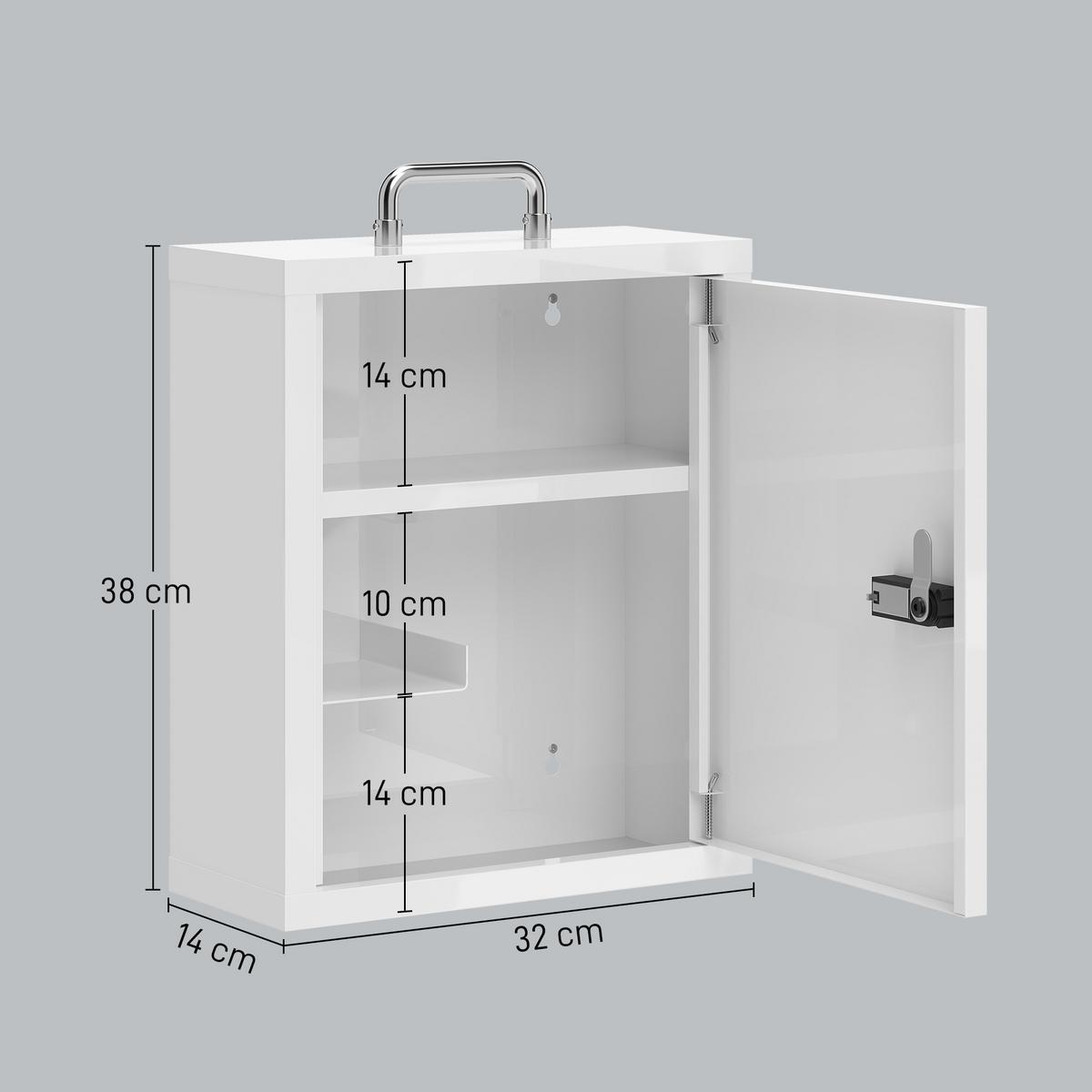 MEDIZINSCHRANK Kaltgewalzter Stahl Weiß - Weiß, Metall (14/38/32cm) - HOMCOM