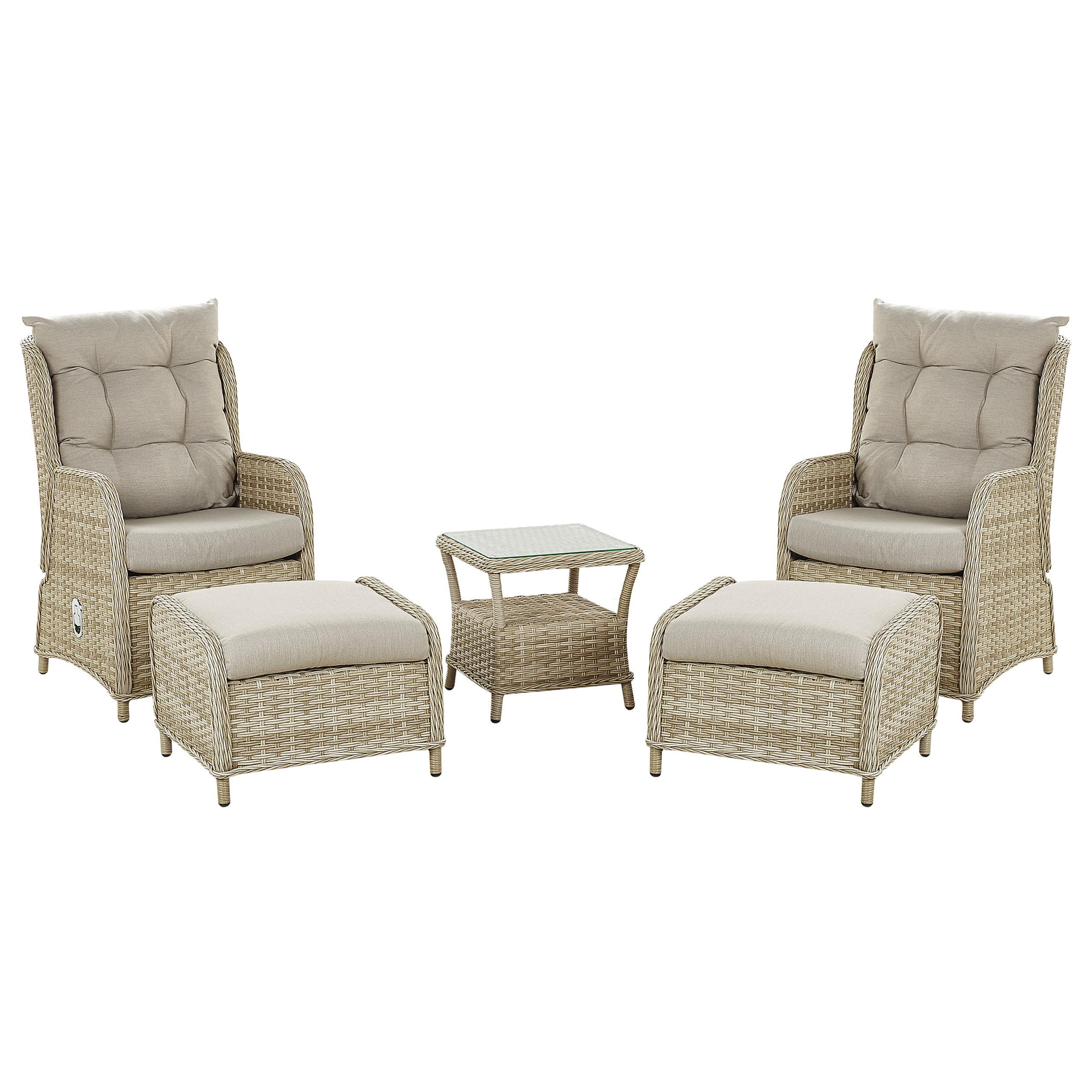 LOUNGE-SET 2-Sitzer beige Ponza - Beige, Kunststoff - Beliani