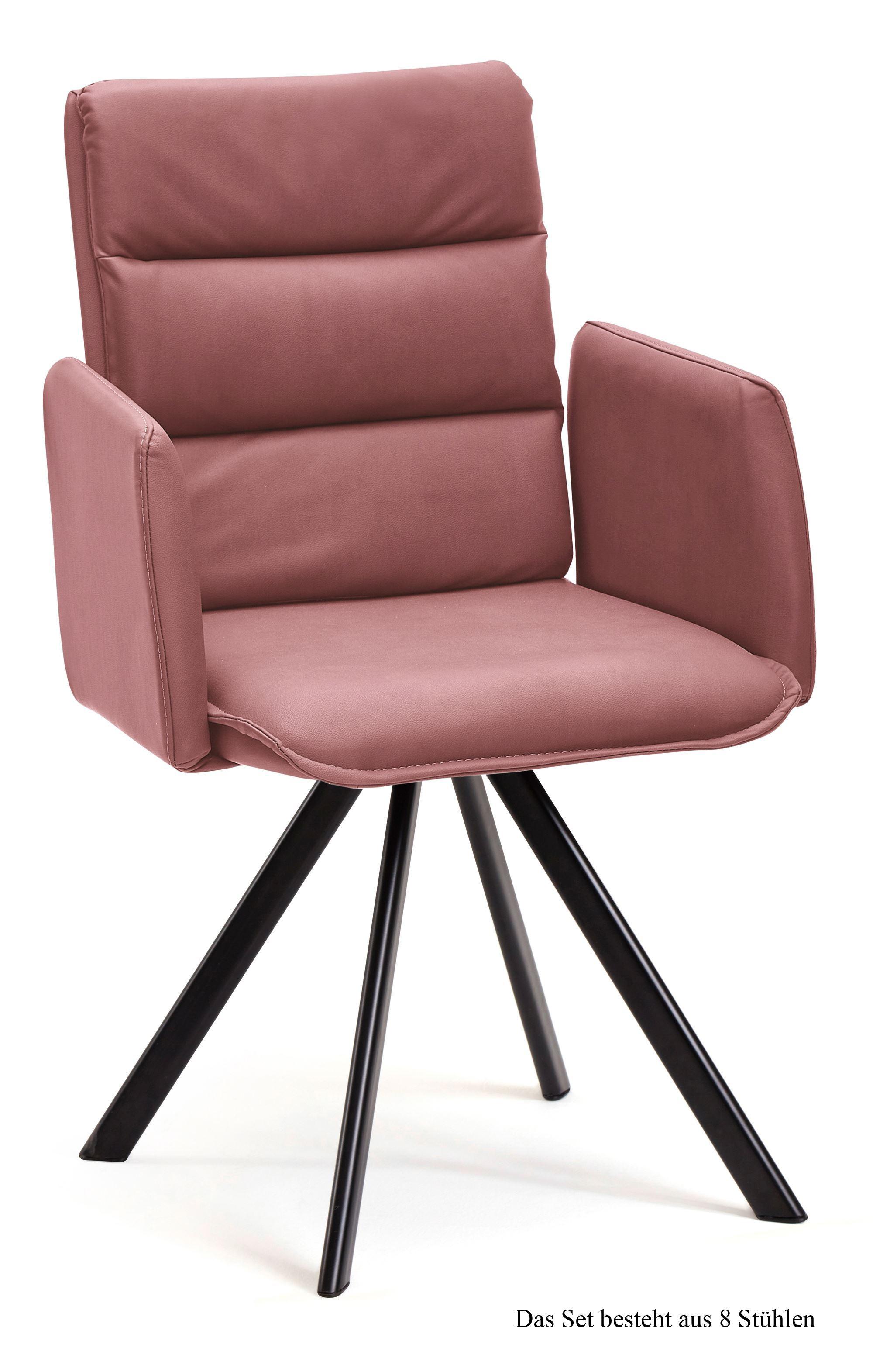 ARMLEHNSTUHL drehbar (8er-Set) Devin 52x92x60 Schwarz/Rosewood - Dunkelrosa/Schwarz, Kunststoff (60/92/52cm) - 58aufmkessel