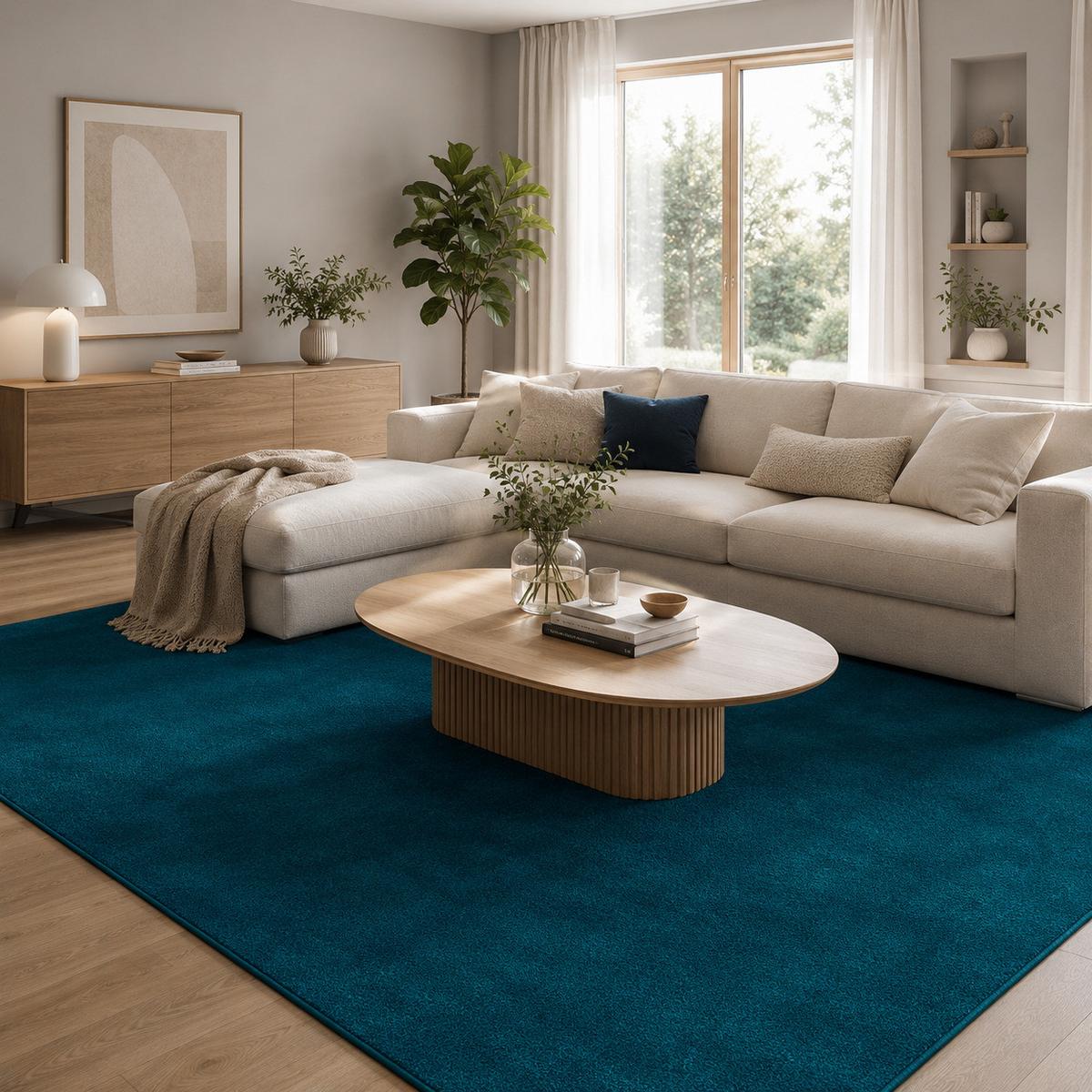 HOCHFLOR VELOURS TEPPICH LUNA - Petrol, Textil (160/240cm) - Snapstyle