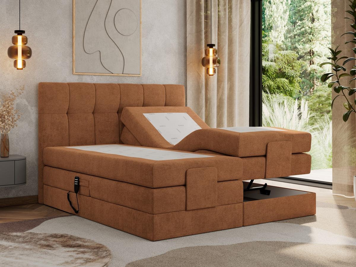 BOXBETT VITTORIA 200/200 - Orange Struktur - H3 - Orange, Holz/Textil (200/200cm) - MKS
