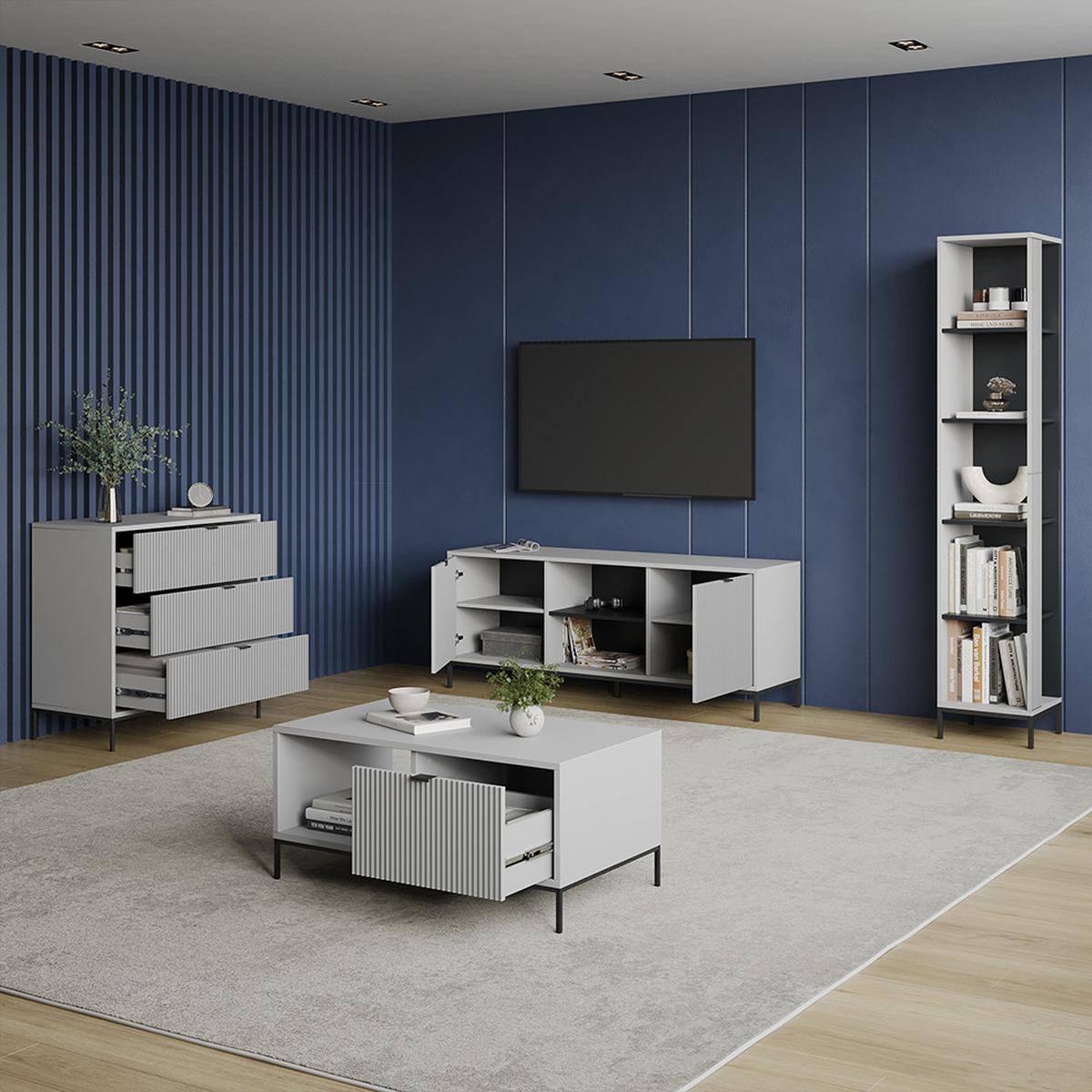 BÜCHERREGAL Aterno Grau mit 5 Fächern - Grau, Holzwerkstoff (36/188/36cm) - Livinity®