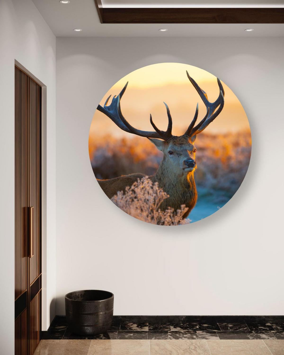 RUNDES BILD Braun 40/40 cm - Gelb/Braun, Textil (40/40cm) - KUNSTLOFT