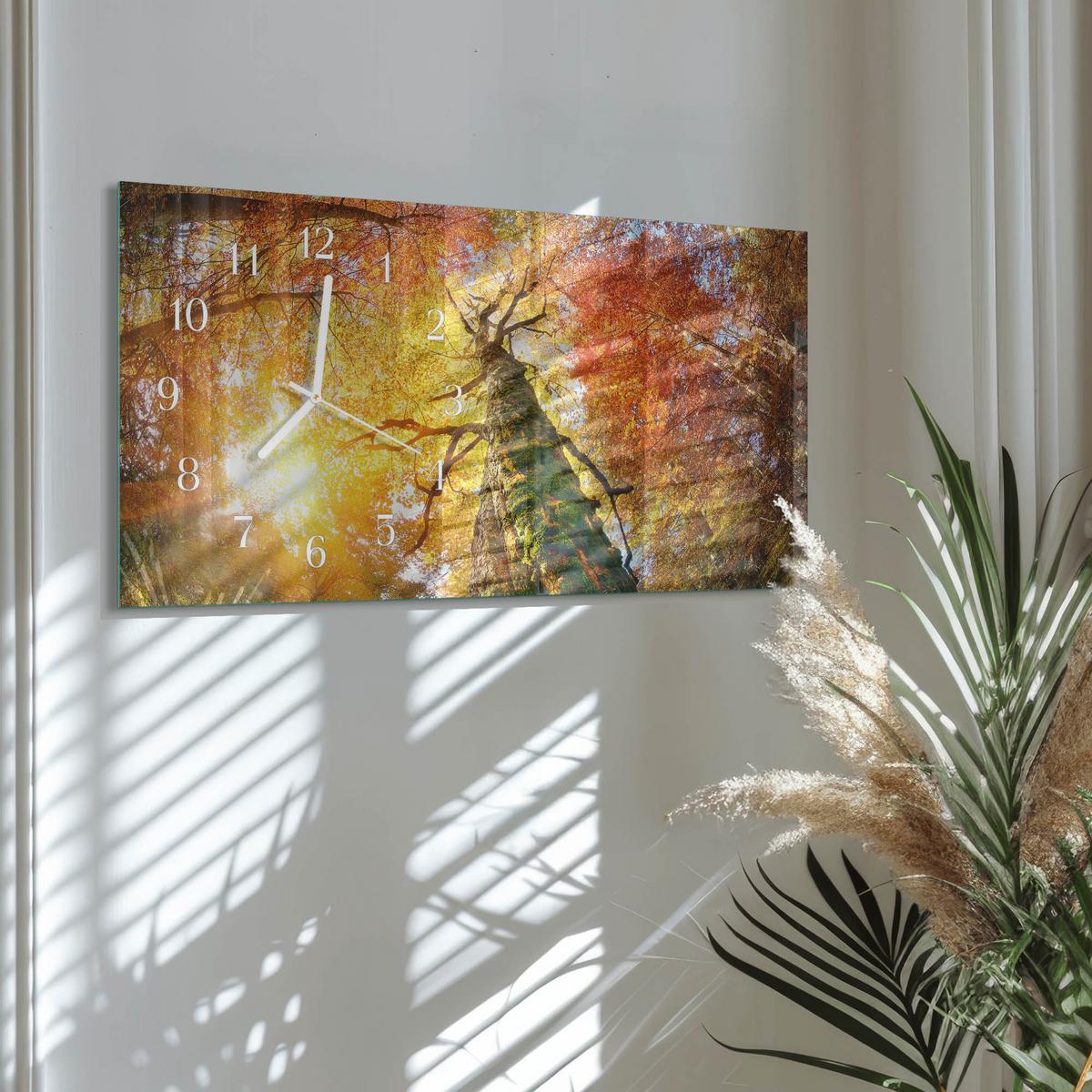 WANDUHR aus Glas 60x30 cm - Herbst - Gelb, Glas (60/30/0.4cm) - TULUP