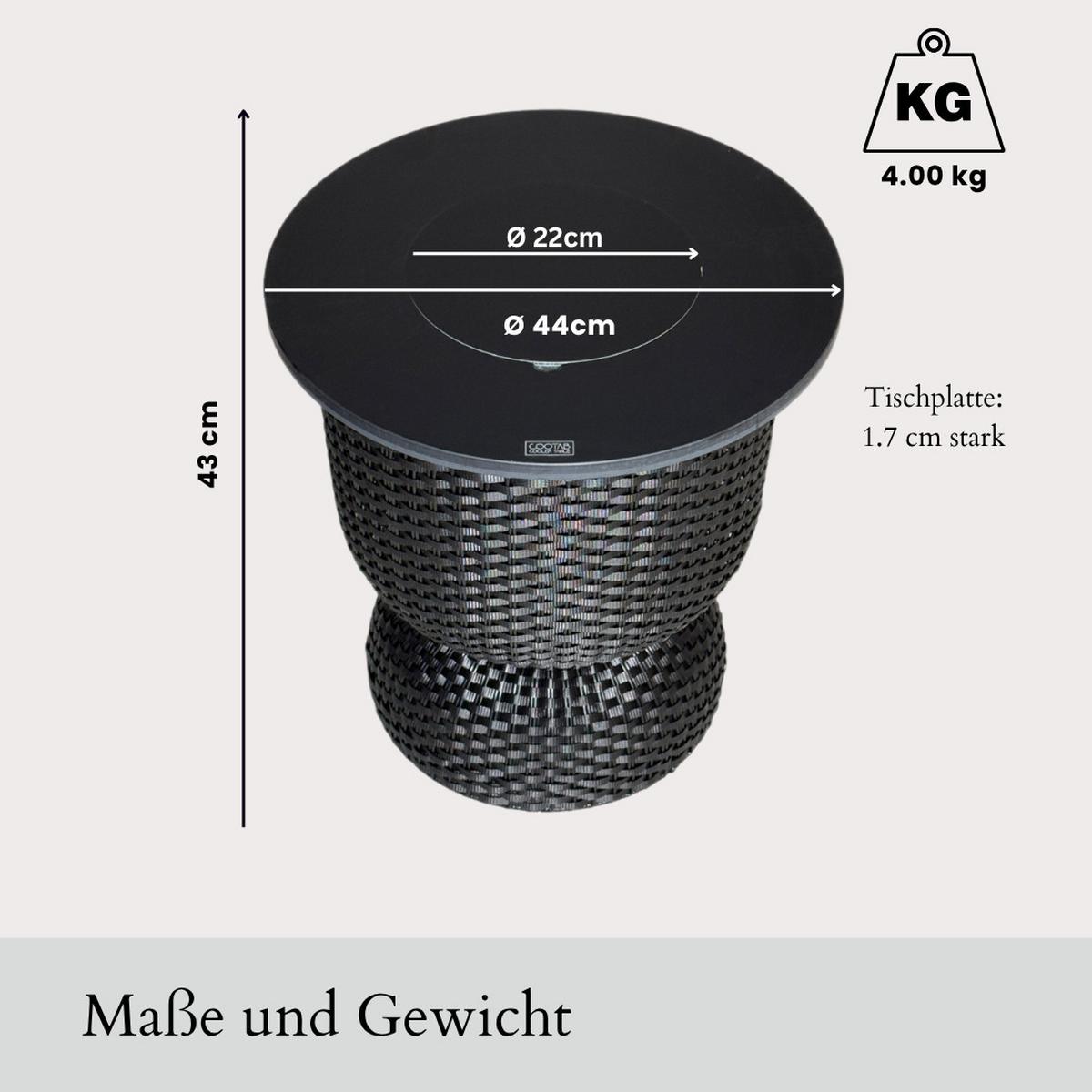 3-IN-1 LOUNGETISCH MIT EDELSTAHL-KÜHLER Paris Schwarz/Champagner 43 cm - Champagner/Schwarz, Kunststoff/Metall (41/41/43cm) - COOTAB Cooler Table