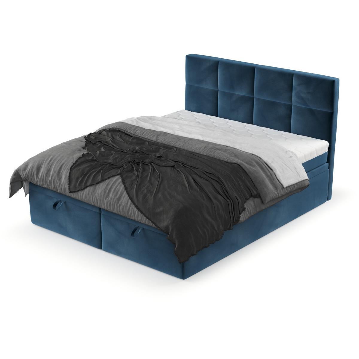 BOXBETT Tessa 140/200 cm Dunkelblau im Kronos Stoff - Schwarz/Dunkelblau, Holz/Holzwerkstoff (140/200cm) - AltaBeds