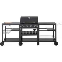 GASGRILL barbecue à gaz cuisine d'extérieur - 12 kw - 4 brûleurs - noir Schwarz - Grau, Metall (53/111/233cm) - Habitat Garten