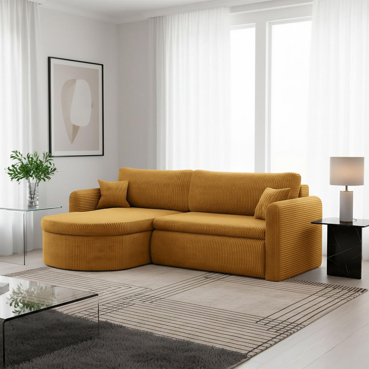 ECKSOFA Feliz In Poso - Gelb, Holzwerkstoff/Textil (160/250cm) - Fun Möbel