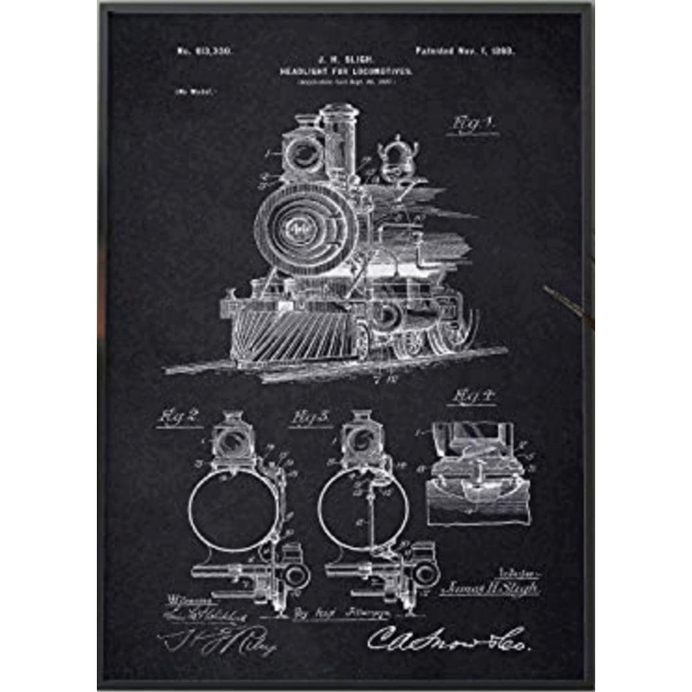 POSTER Eisenbahn Nägel Patent A3 Rahmenlos - Schwarz, Papier (29.7/5/42cm) - Nacnic