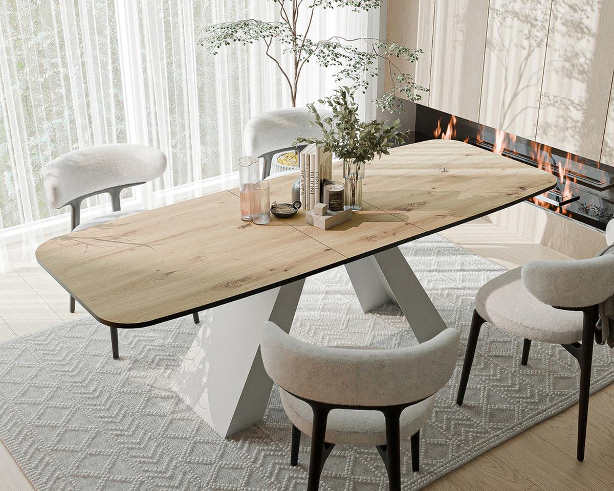 AUSZIEHTISCH ZENITH 180/90/76 cm mit Metallgestell, Weiß / Artisan-Eiche - Eiche Artisan/Weiß, Holzwerkstoff/Metall (90/180/76cm) - Idohome