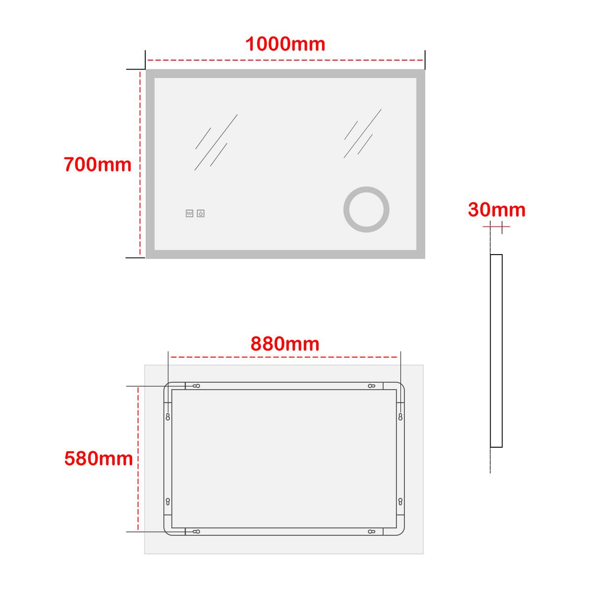 BADEZIMMERSPIEGEL Scafa - Weiß, Glas/Metall (100/70/3cm) - pro.tec