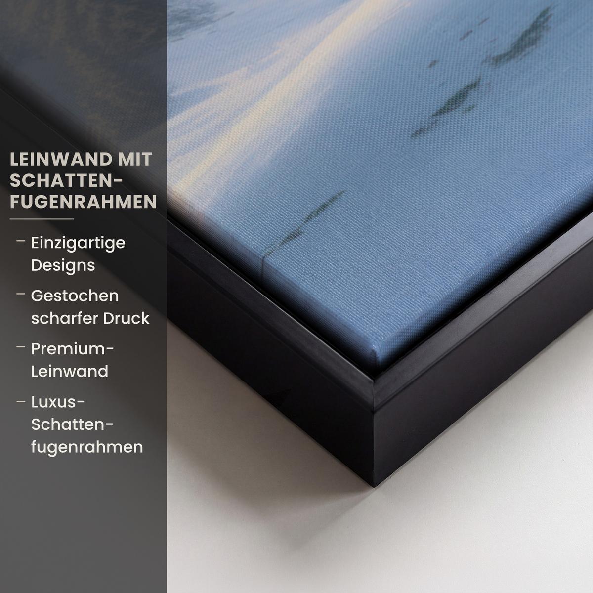 LEINWAND Bilder mit Rahmen - Baum - Jahreszeiten - Winter - Landschaft - 100x70 - Multicolor, Textil (100/70cm) - MuchoWow