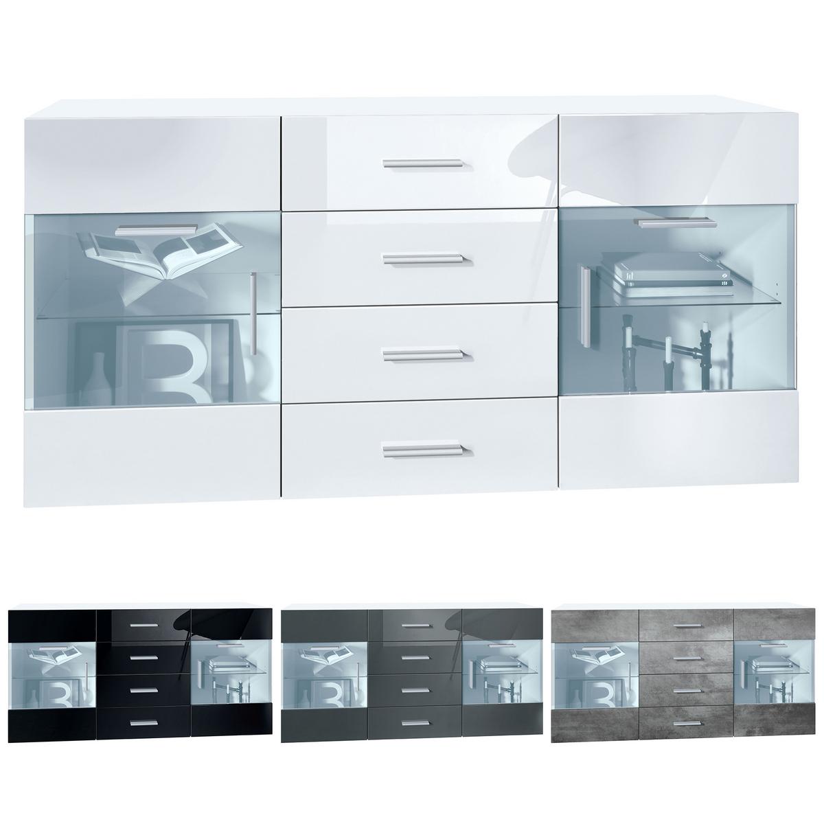 SIDEBOARD Carlos Brombeer Hochglanz - Brombeere, Holzwerkstoff (139/72/35cm) - Vladon