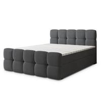 BOXBETT BRUME 200x200 cm mit Matratze und Topper, H2+H3 - Graphitfarben - Graphitfarben, Holz (200/200cm) - MASSENO