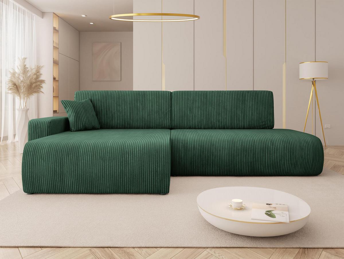 ECKSOFA Piano O Cord - Schwarz/Grün, Holz/Kunststoff (262/145cm) - MIRJAN24