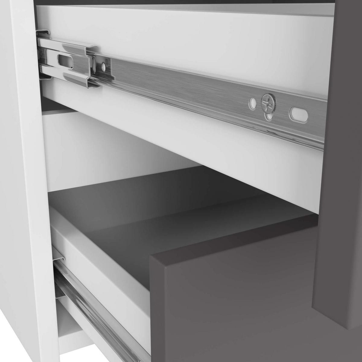 KOMMODE Weiß, Graphit Grau 57/100/35 - Weiß, Holzwerkstoff (100/57/35cm) - RAUMHIRSCH FURNITURE
