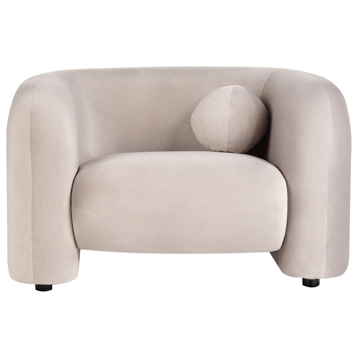 SESSEL Samtstoff Taupe Leiren - Taupe, Textil (111/73/83cm) - Beliani
