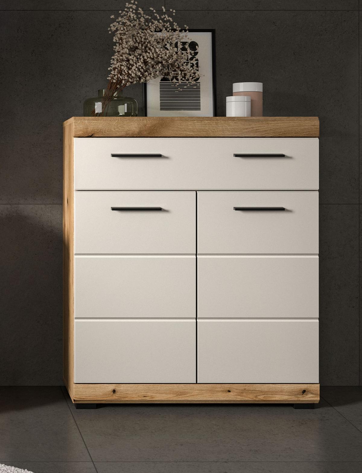 BADKOMMODE Sand Kashmir, Eiche, Badschrank 74 x 88 cm 2-türig mit Vollauszug - Kaschmir/Eichefarben, Holzwerkstoff/Kunststoff (74/88/31cm) - Inn.Furn