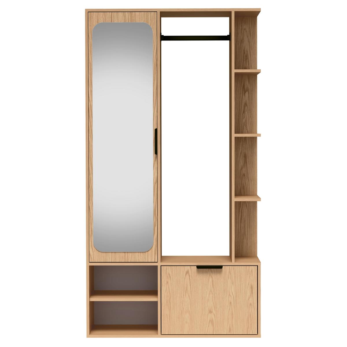 GARDEROBENSCHRANK Nemrut Braun 100/189/33 cm – Modern, mit Spiegel und viel Stauraum - Braun, Holzwerkstoff/Kunststoff (100/189.4/33cm) - AX Living