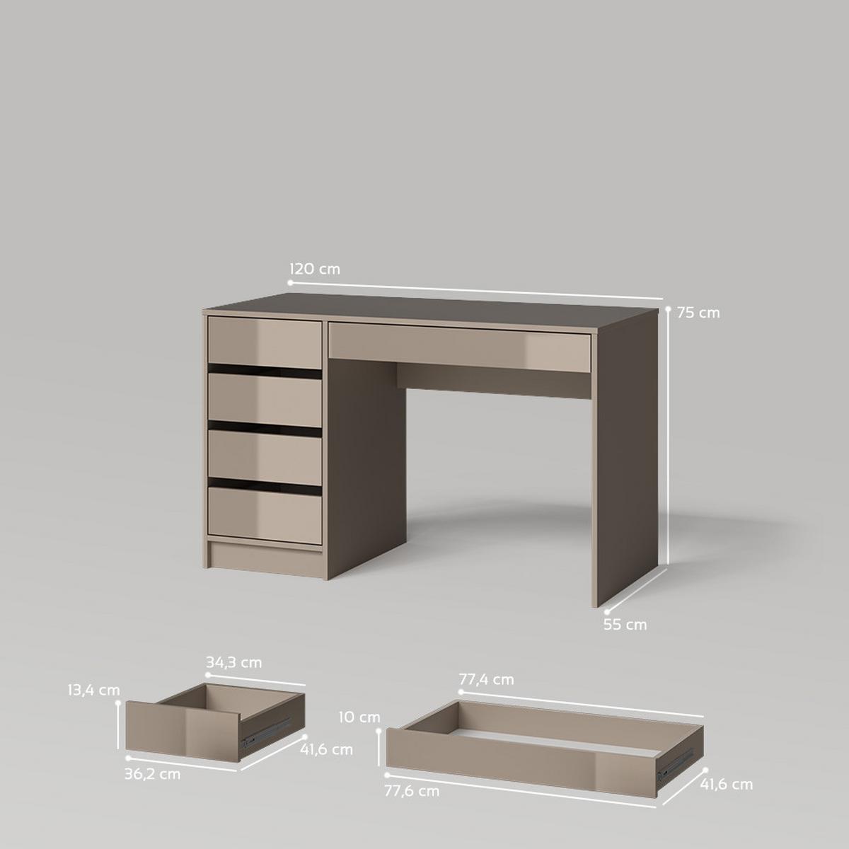 SCHMINKTISCH Imola Greige ohne Spiegel - Greige, Holzwerkstoff (55/120/75cm) - Livinity®