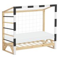 KINDERBETT Fußballtor mit Matratze 70 x 140 cm Schwarz-Weiß Kiefernholz - Naturfarben, Holz (70/150cm) - ML-DESIGN