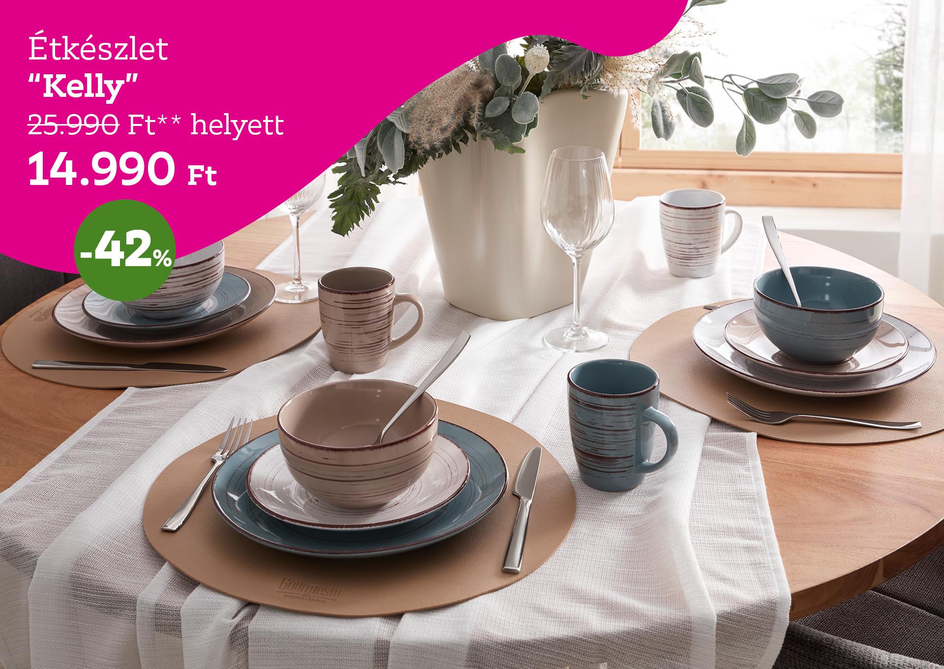 Étkészlet KELLY 25990 Forint helyett 14990 Forint, kedvezmény mértéke 42%