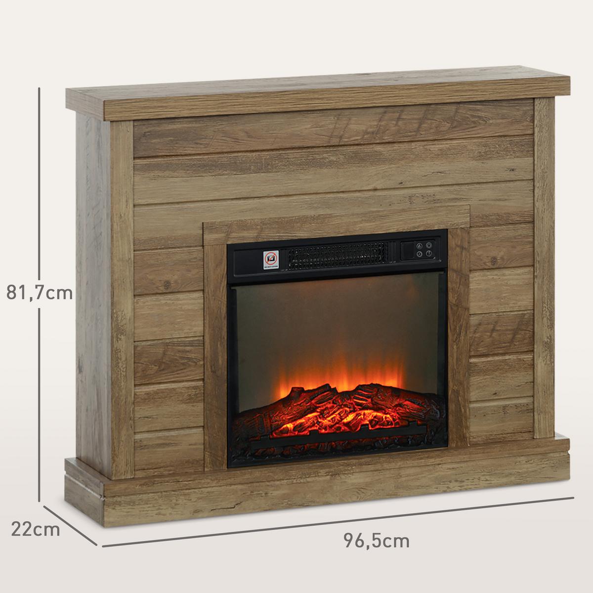 ELEKTROKAMIN Spanplatte Metall Naturholz - Naturfarben, Metall (22/81.7/96.5cm) - HOMCOM