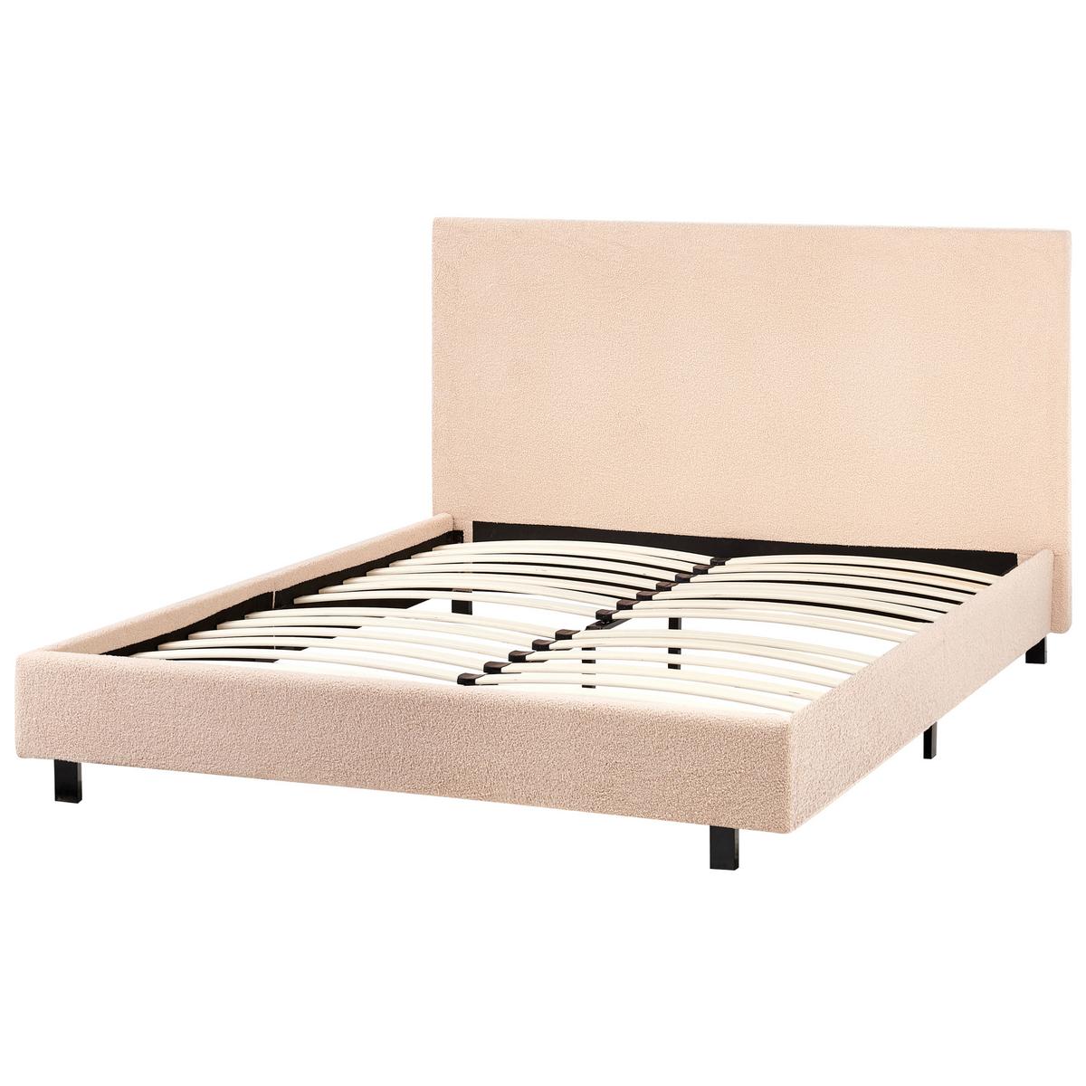 BETT mit Lattenrost 120/200 cm Bouclé Cremeweiß Albi - Creme, Textil (120/200cm) - Beliani