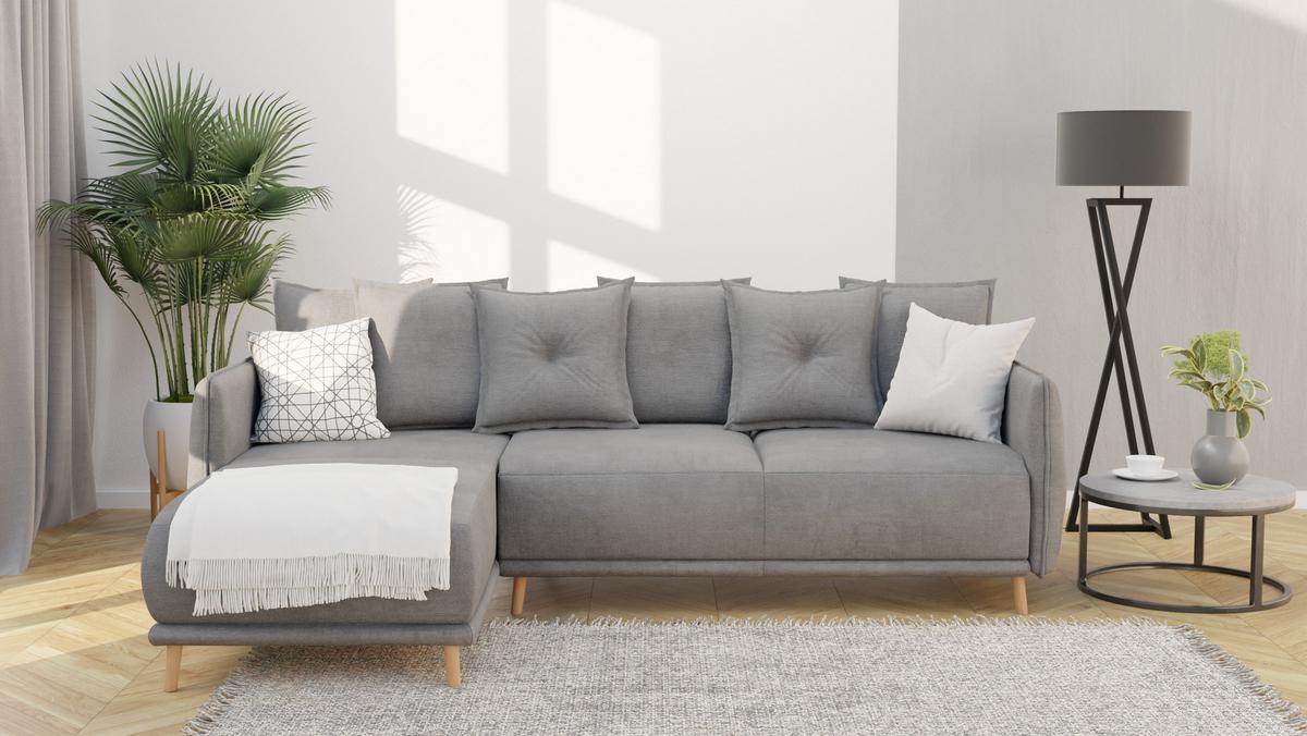 ECKSOFA Chroma Grau Luxusmicrofaser - Braun/Grau, Holz/Textil (238/170cm) - S-Style