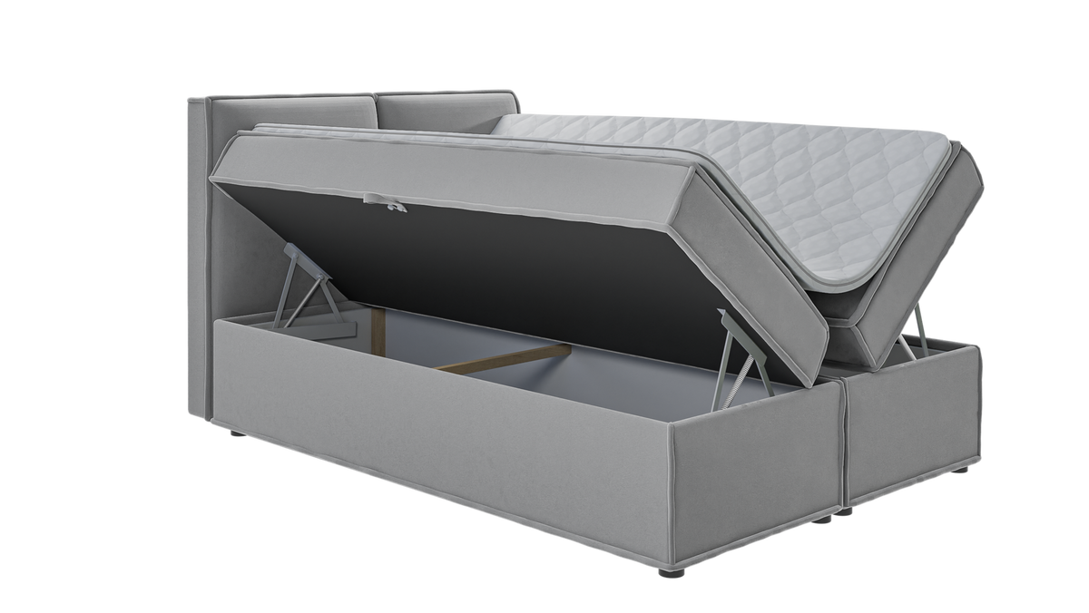 BOXBETT Eclipse 140/200 cm Grau Luxusmicrofaser - Schwarz/Grau, Holz/Kunststoff (140/200cm) - S-Style Möbel
