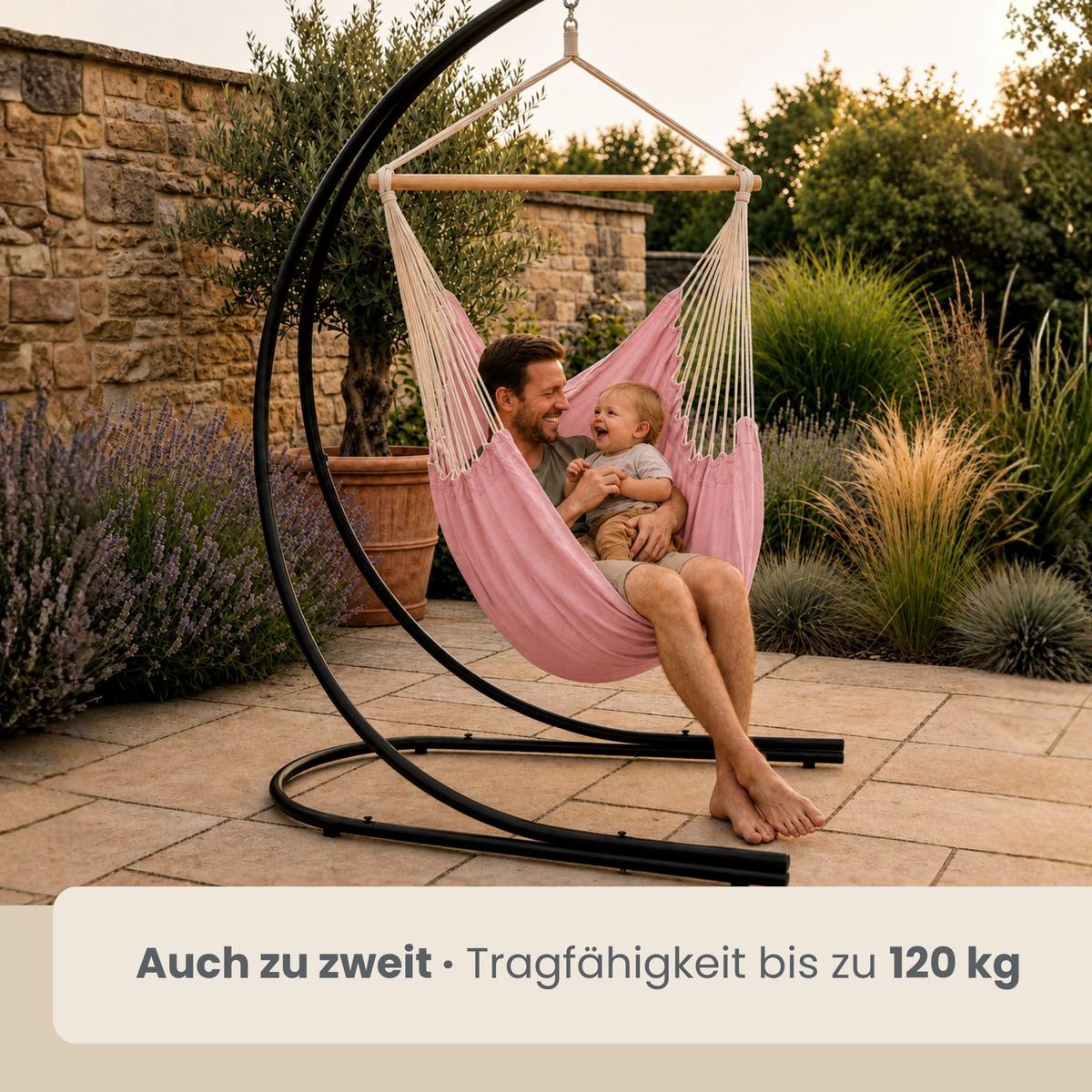 XXL-HÄNGESESSEL inkl. Gestell, 210 cm, Rosa - Rosa, Textil (140/210/160cm) - Amanka