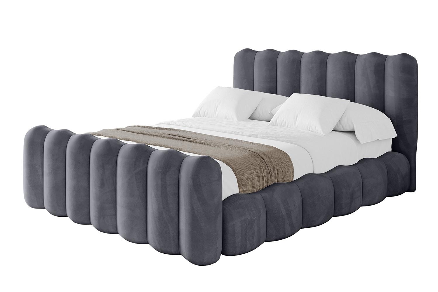 POLSTERBETT mit Bettkasten, Fußteil und Lattenrost, Bett mit Matratze H3/H4 - SORA-Z 180x200 Dunkelgrau - Dunkelgrau, Holzwerkstoff/Textil (180/200cm) - ALTDECOR