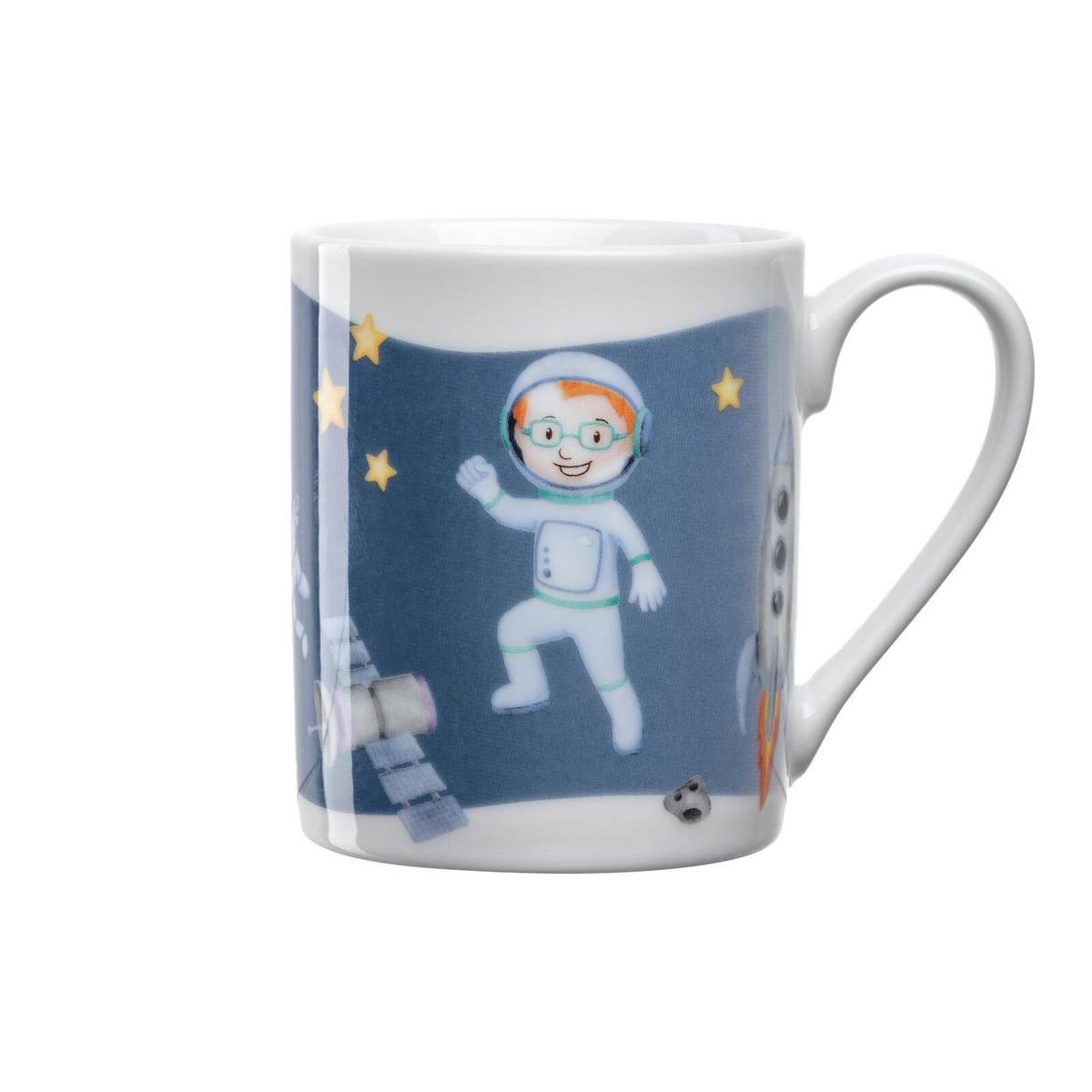 KINDERGESCHIRR SET MIT BESTECK BAMBINI AVVENTURA Weltall - Blau, Keramik/Kunststoff (2/2/2cm) - Leonardo Living