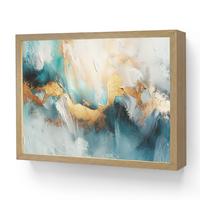 WANDLEUCHTE MIT AKKU Abstrakt - Kunst - Gold - Blau 40x30 cm - Türkis, Holzwerkstoff (40/30/8cm) - OnlyWow