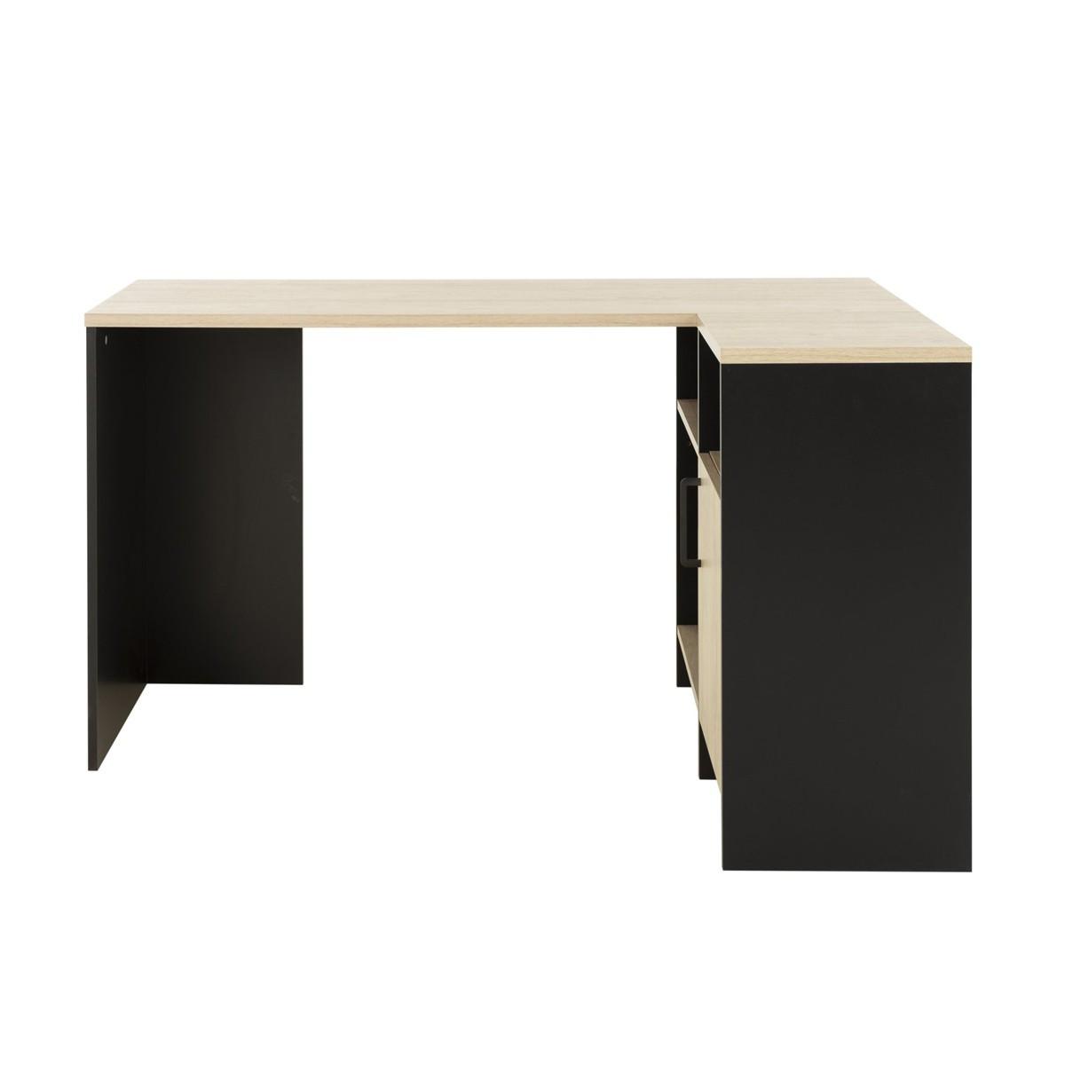 ECKSCHREIBTISCH Liverpool - Französische Herstellung - Schwarz, Holzwerkstoff (88/88/76cm) - Calicosy