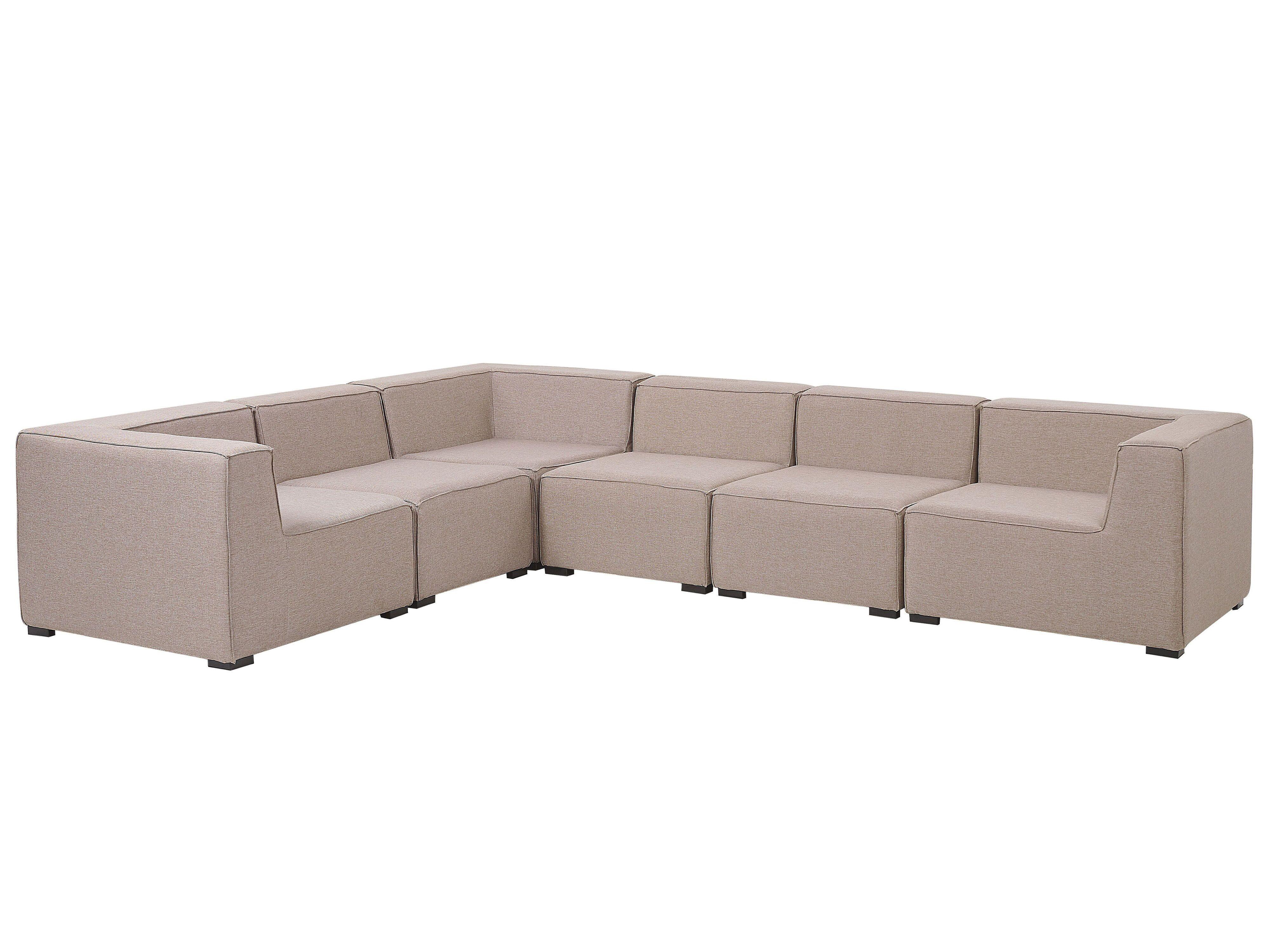 LOUNGE SET 7-Sitzer beige linksseitig modular Arezzo - Beige, Textil - Beliani