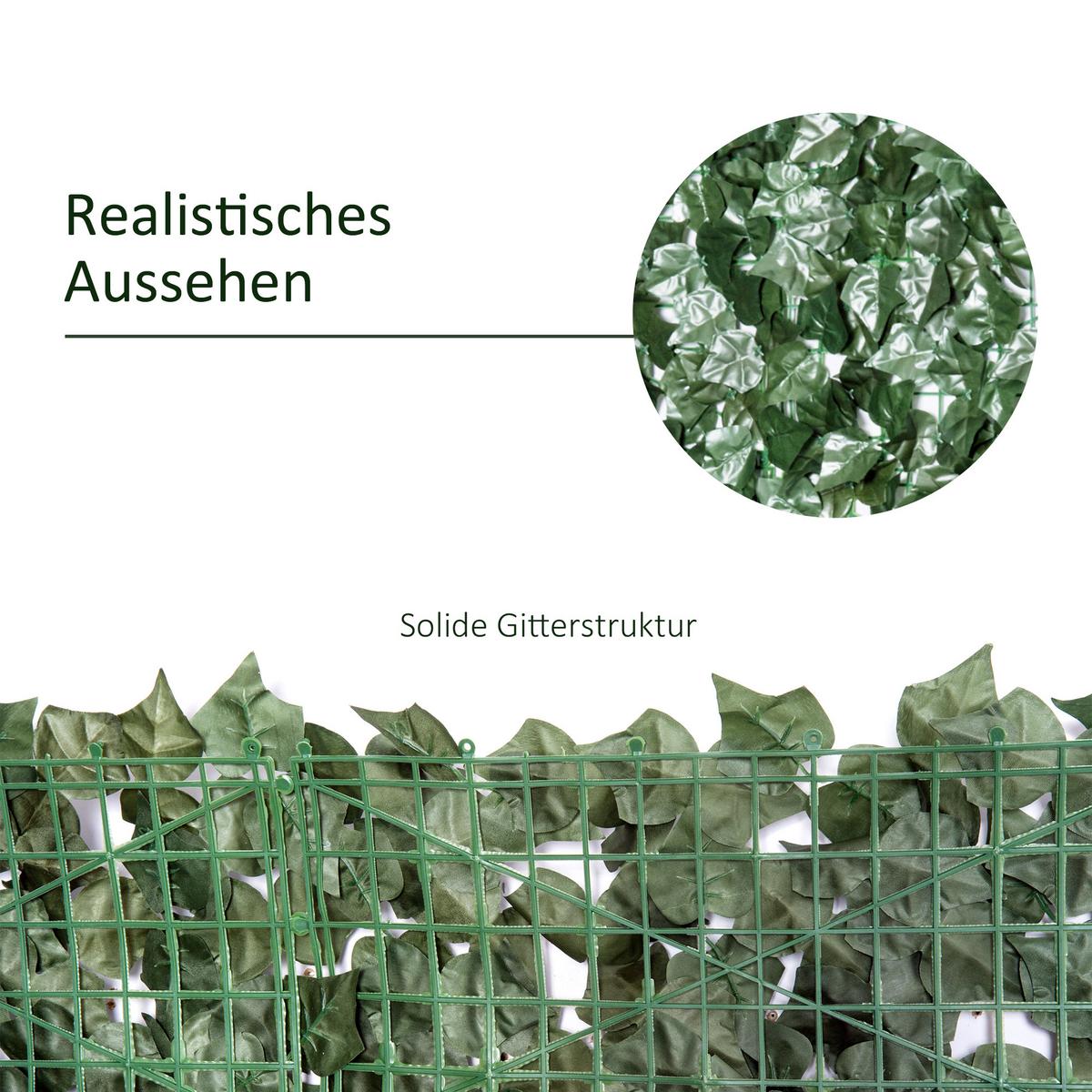 KÜNSTLICHE Hecke Sichtschutzhecke Pflanzen Hecke Wanddekoration Dunkelgrün - Grün, Kunststoff (1/150cm) - Outsunny