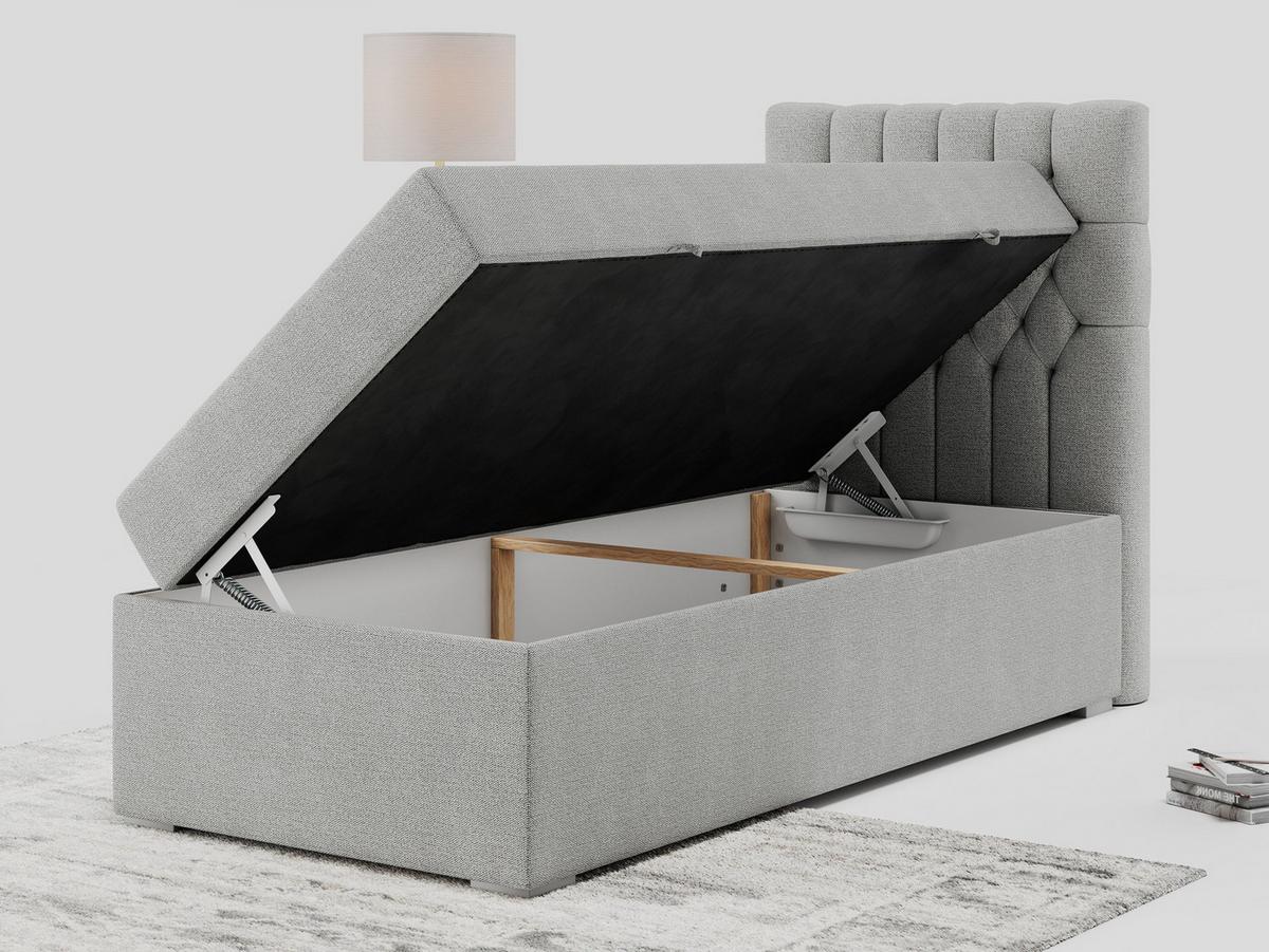 BOXBETT PERA 90/200 Hellgrau Struktur - H3 - Rechts Seite - Hellgrau, Holz/Textil (90/200cm) - MKS