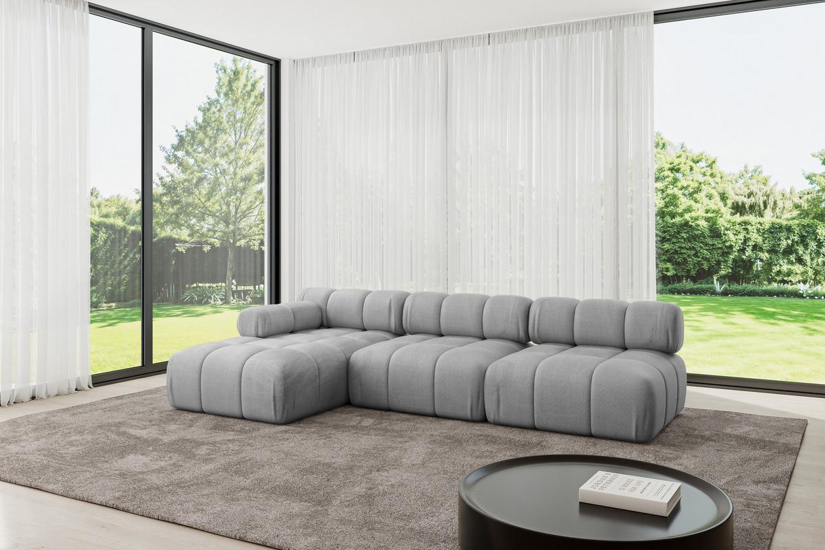 ECKSOFA modulares Sofa Razon-L2 - 285x160x70 cm Hellgrau Velours - Hellgrau, Holzwerkstoff/Textil (285/160cm) - ALTDECOR