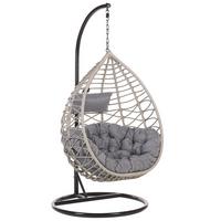 HÄNGESESSEL mit Gestell PE Rattan grau 97 cm Arsita - Grau, Kunststoff (100/199/97cm) - Beliani