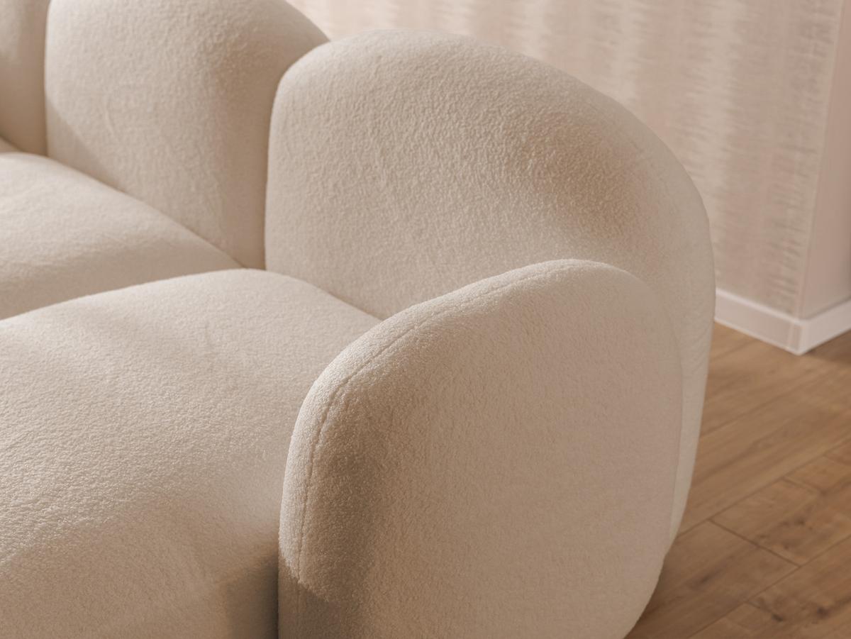 WOHNLANDSCHAFT Nuvola mit abgerundetem Design Hellbeige Bouclé-Stoff - Beige/Schwarz, Holz/Kunststoff (268/80/146cm) - S-Style Möbel