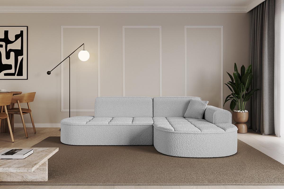 ECKSOFA Ottomane Rechts TARO-L1 - 243x171x79,5 cm Hellgrau - Hellgrau, Holzwerkstoff/Textil (243/171cm) - ALTDECOR