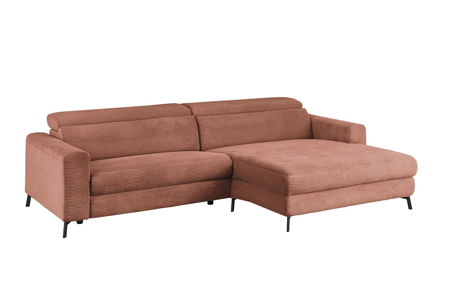 ECKSOFA LAISKA Braun Cord - Schwarz/Braun, Textil/Metall (282/177cm) - KAWOLA